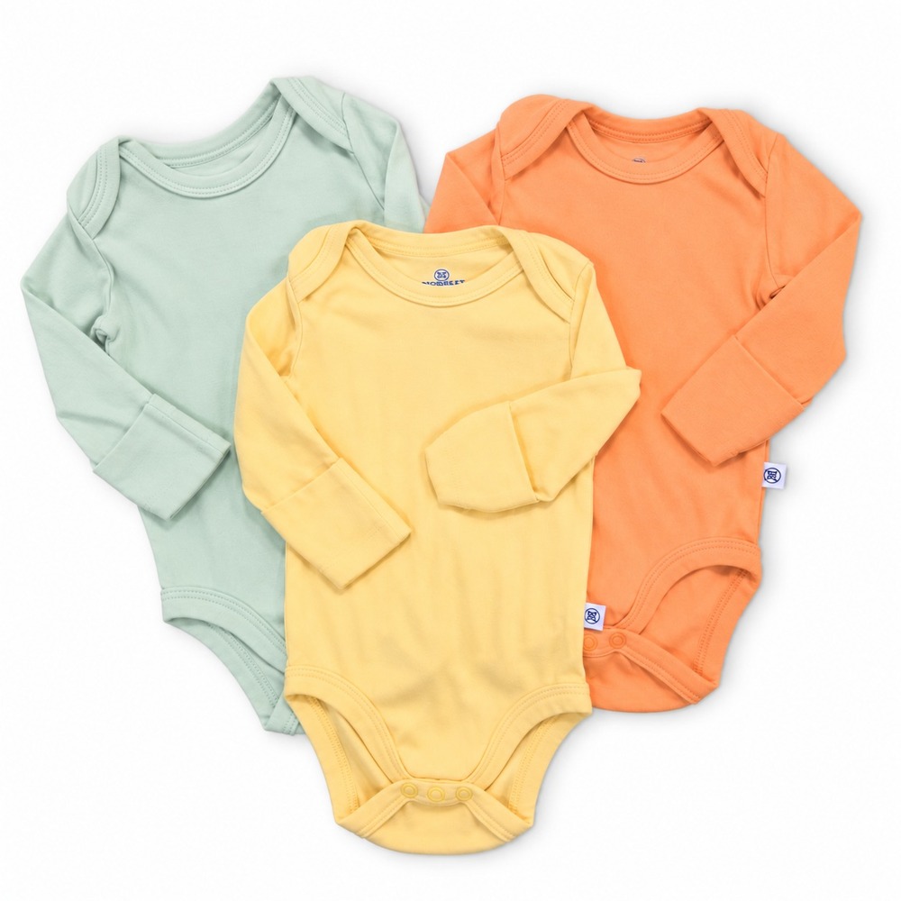 The Honest Company Baby Lot of 3 Organic Cotton Long Sleeve Bodysuit 0-3M Unisex